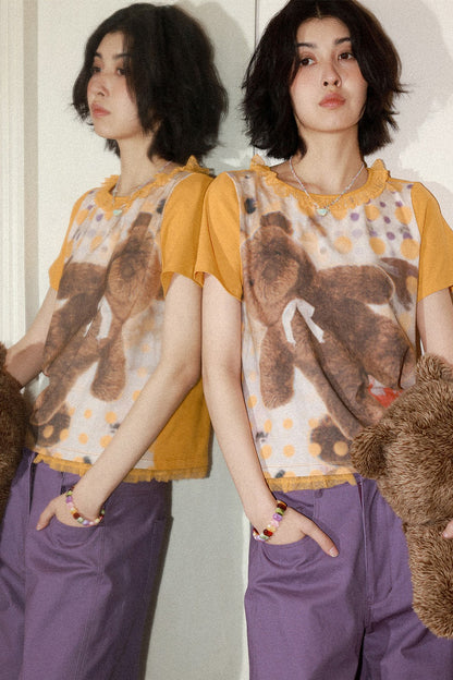 Polka Dot Bear Lace Tee