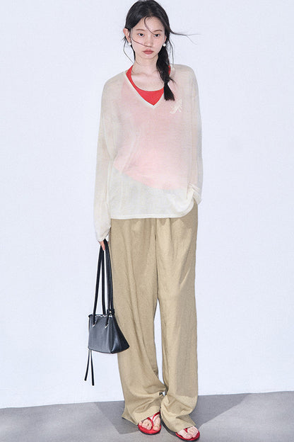 Linen Blend Air Wide-Leg Trousers
