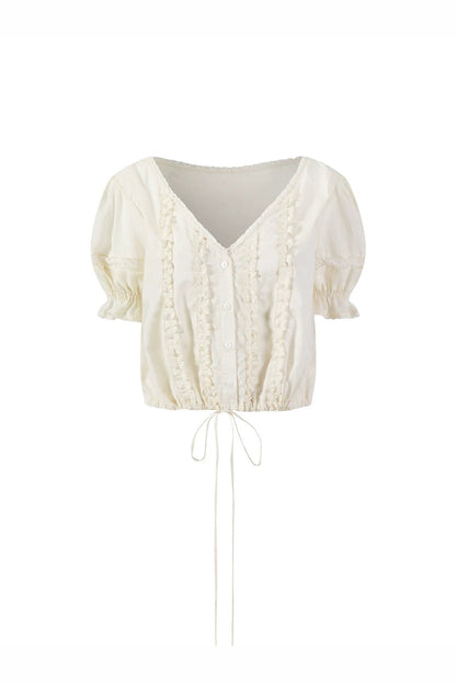 Rose Holiday Ramie Puff Sleeve Set-Up