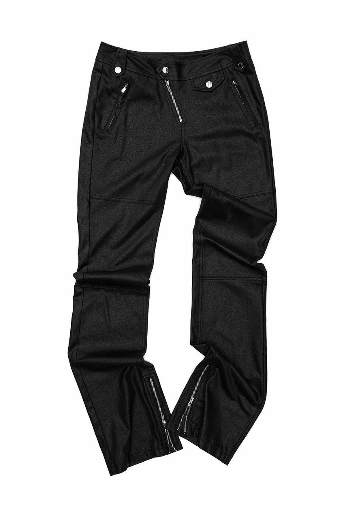 Slim-Fit Micro-Flared Leather Pants