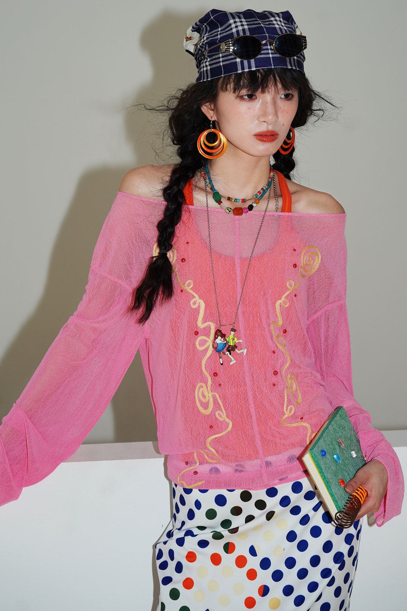 Textured Mesh Embroidery Top