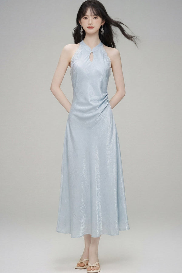 Chinese Style Jade Lace Cheongsam Dress
