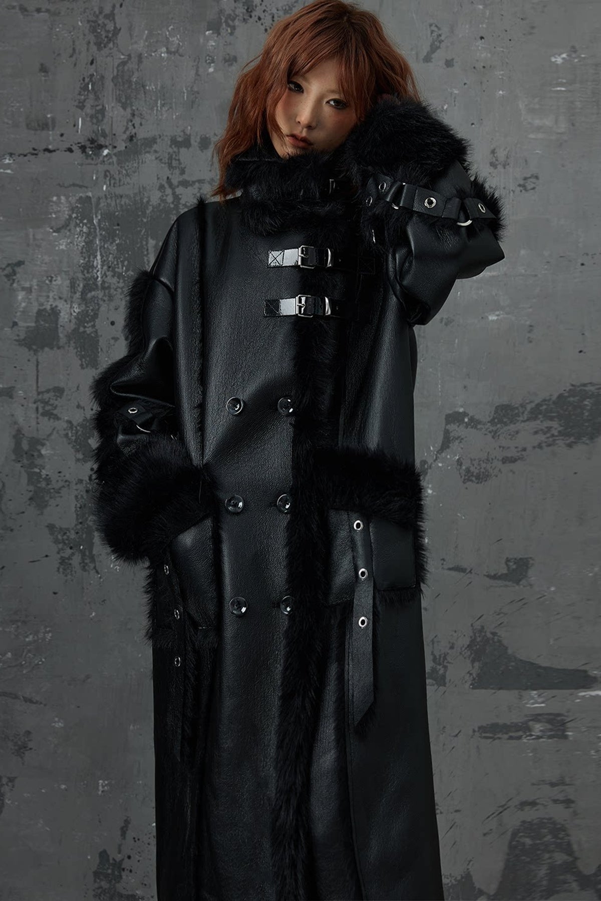 Dark Punk Heavy Industry Faux Fur Coat
