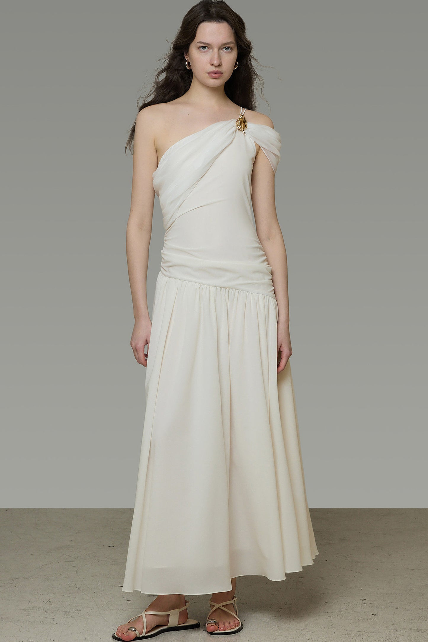 Asymmetrical Buckle A-Line Dress