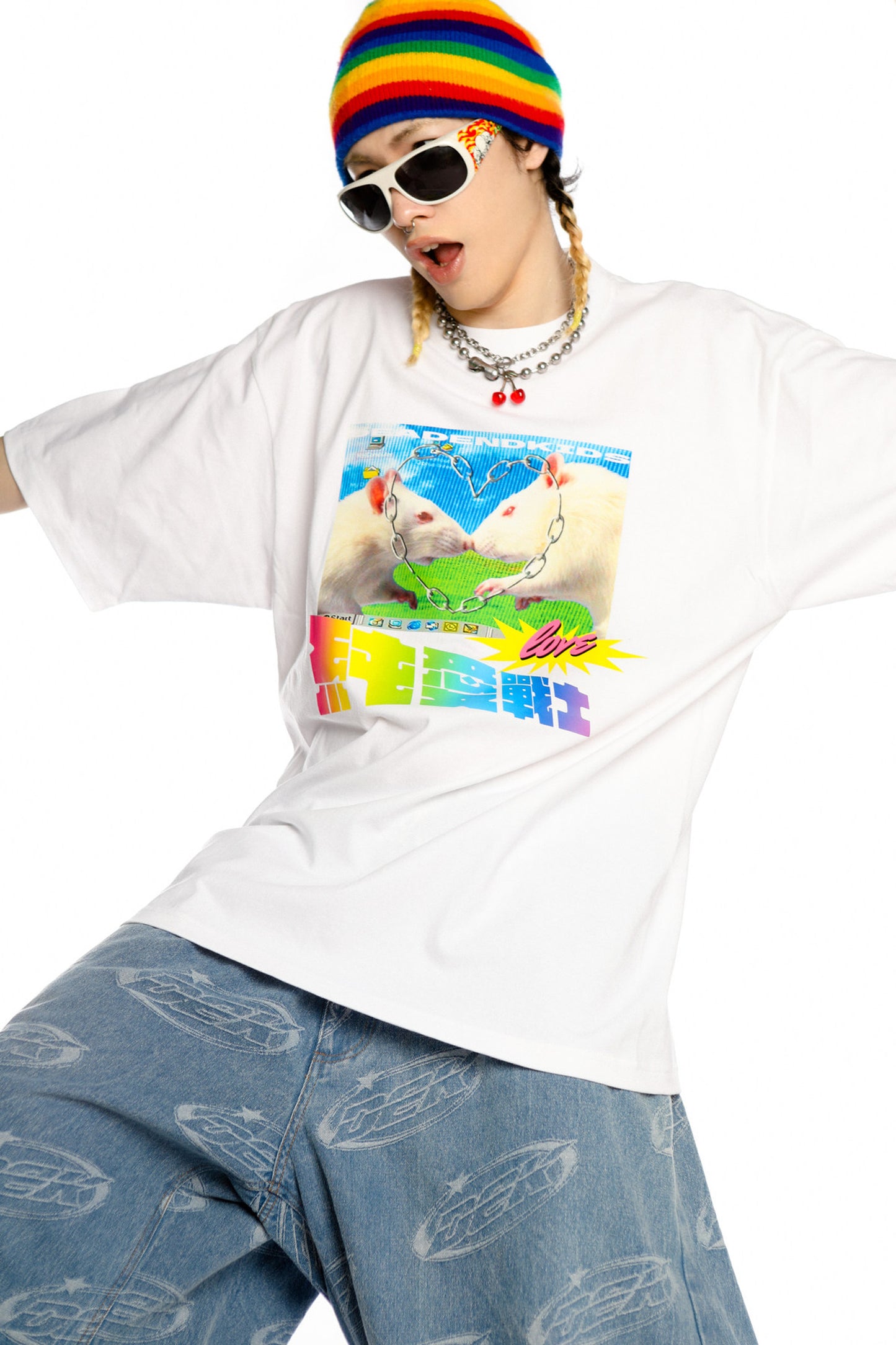 Pure Love Warrior lockere Subkultur-Bluse