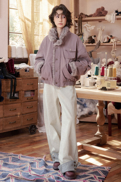 Loose Off-White Cotton Jeans