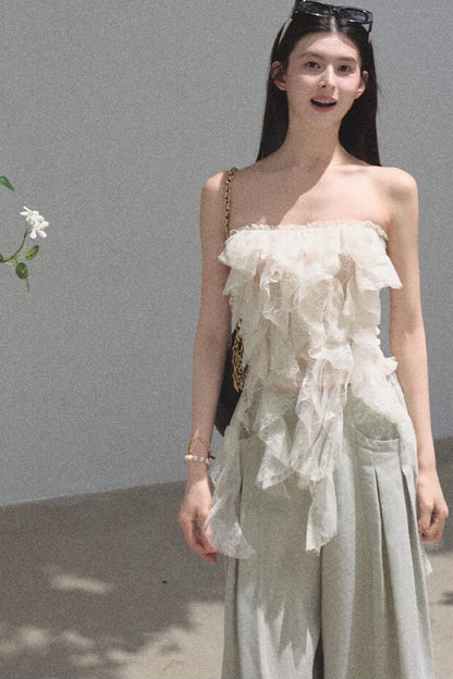 Ruffle Lace Tube Top