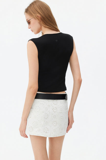 Square Neck Sleeveless Knit Tank Top