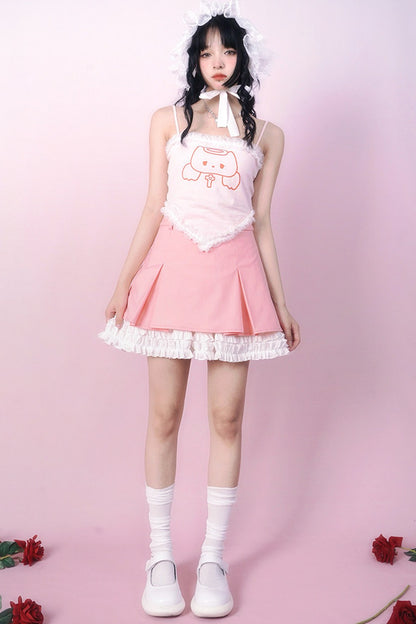 Heavenly Pleated Lace Skirt