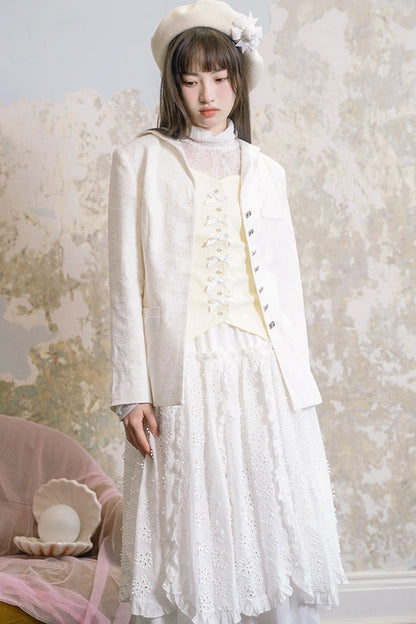 Butterfly Buckle Jacquard Cotton Vest