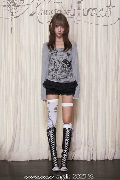 Angel Banquet Broken Angel Print Drop Shoulder T-shirt
