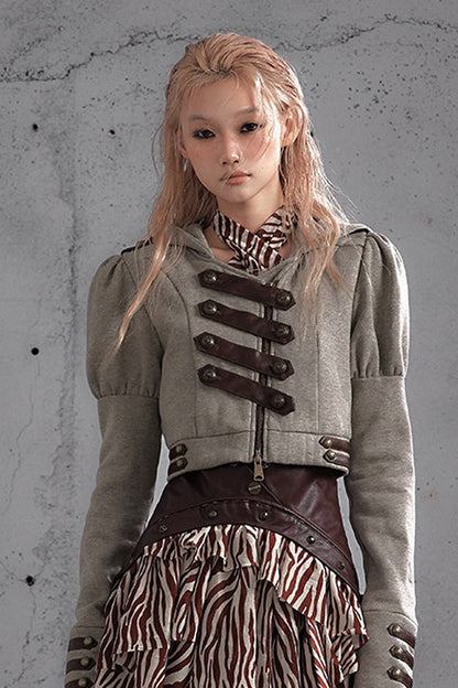 Napoleon Hooded Puff-Sleeve Sweatshirt