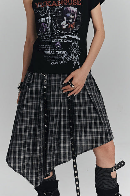 Asymmetrical A-Line Plaid Skirt