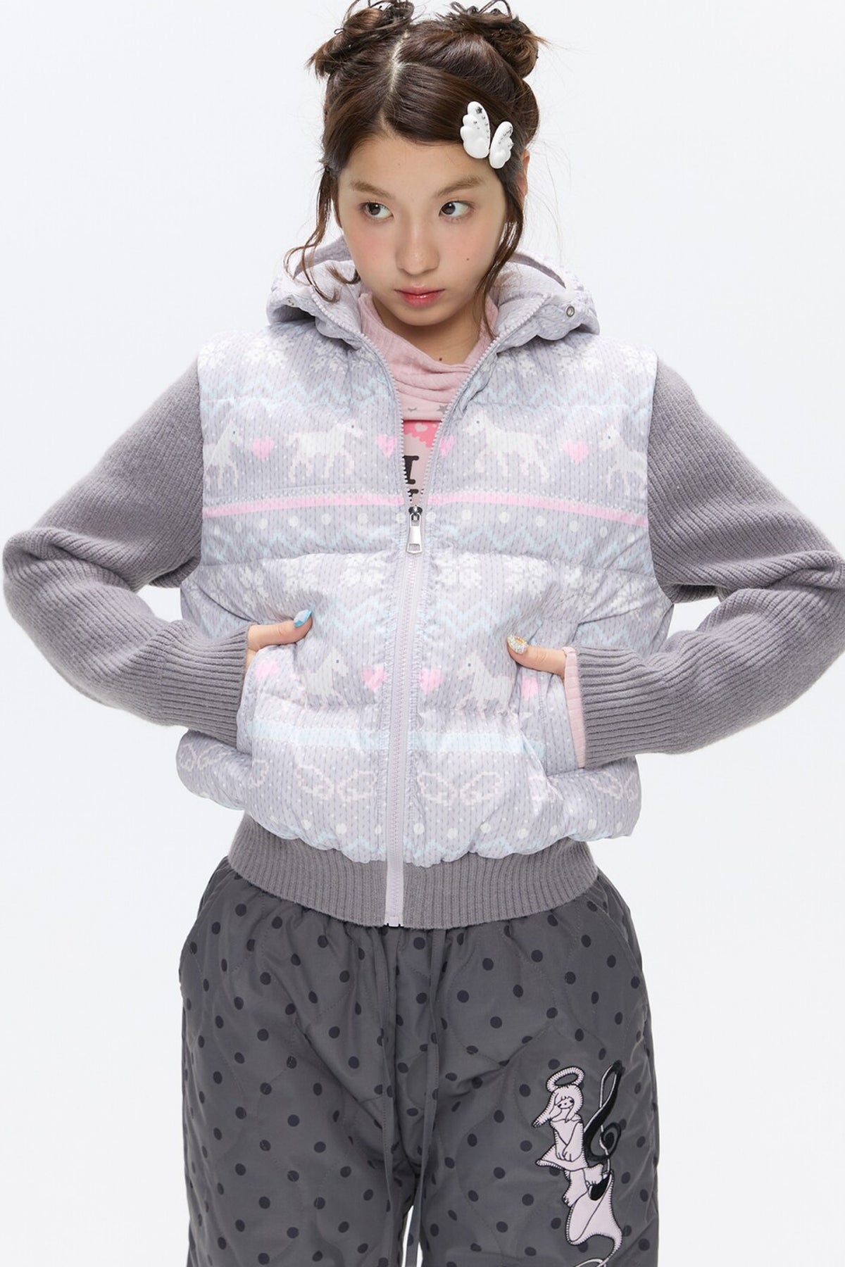 Fair Isle Sweater Down Coat