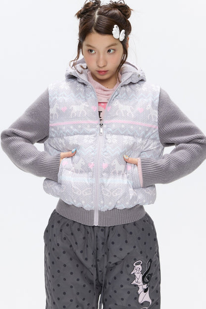 Fair Isle Sweater Down Coat