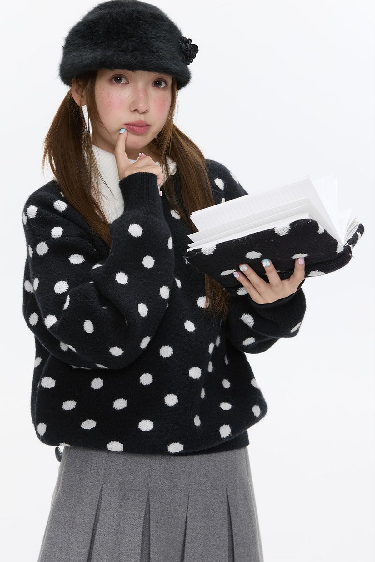 Black Sugar Bobo Vintage Slanted Placket Sweater