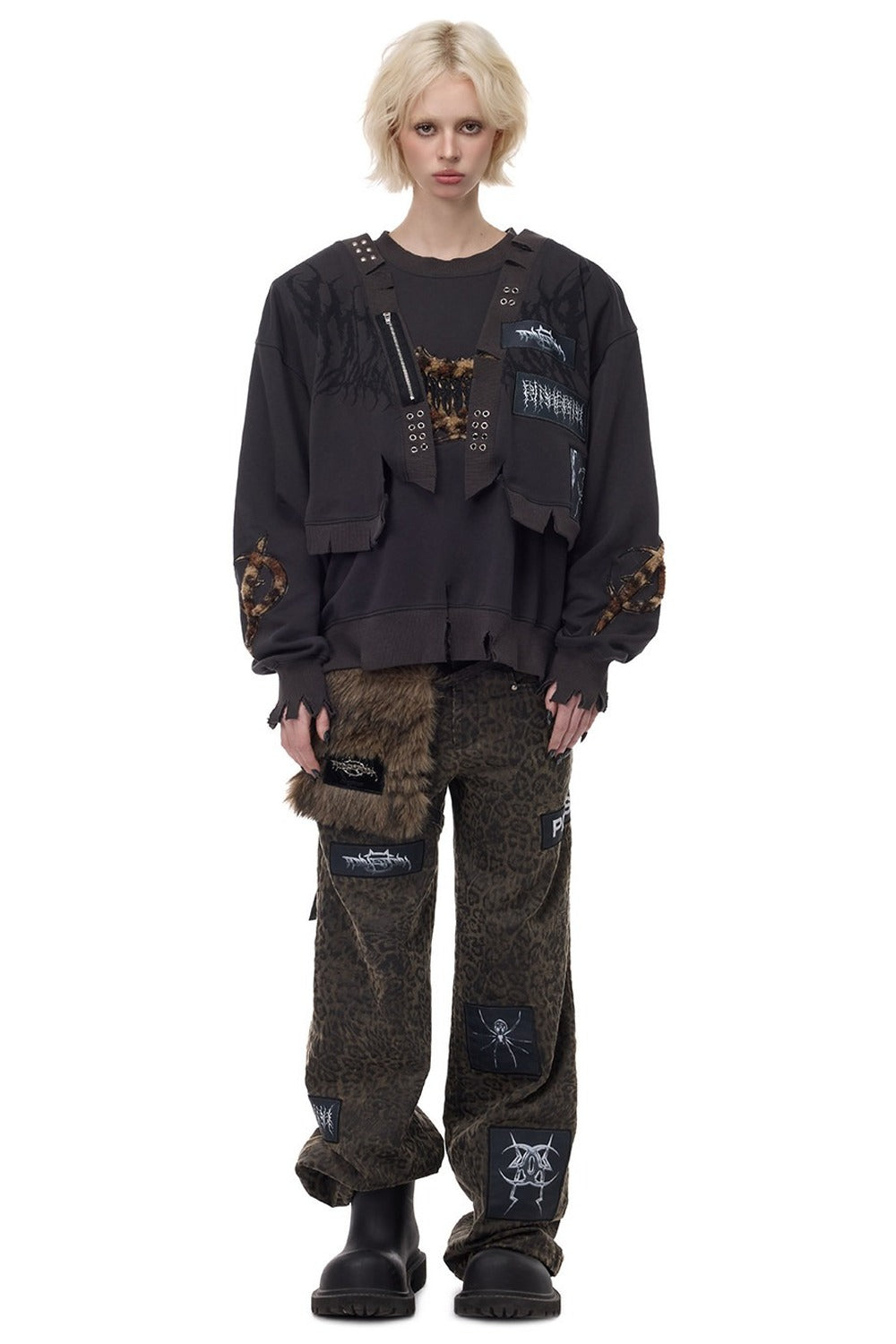 Leopard Patch Embroidery Sweatshirt