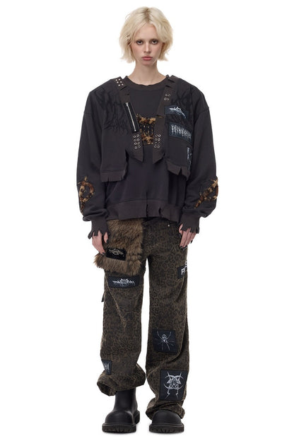 Leopard Patch Embroidery Sweatshirt