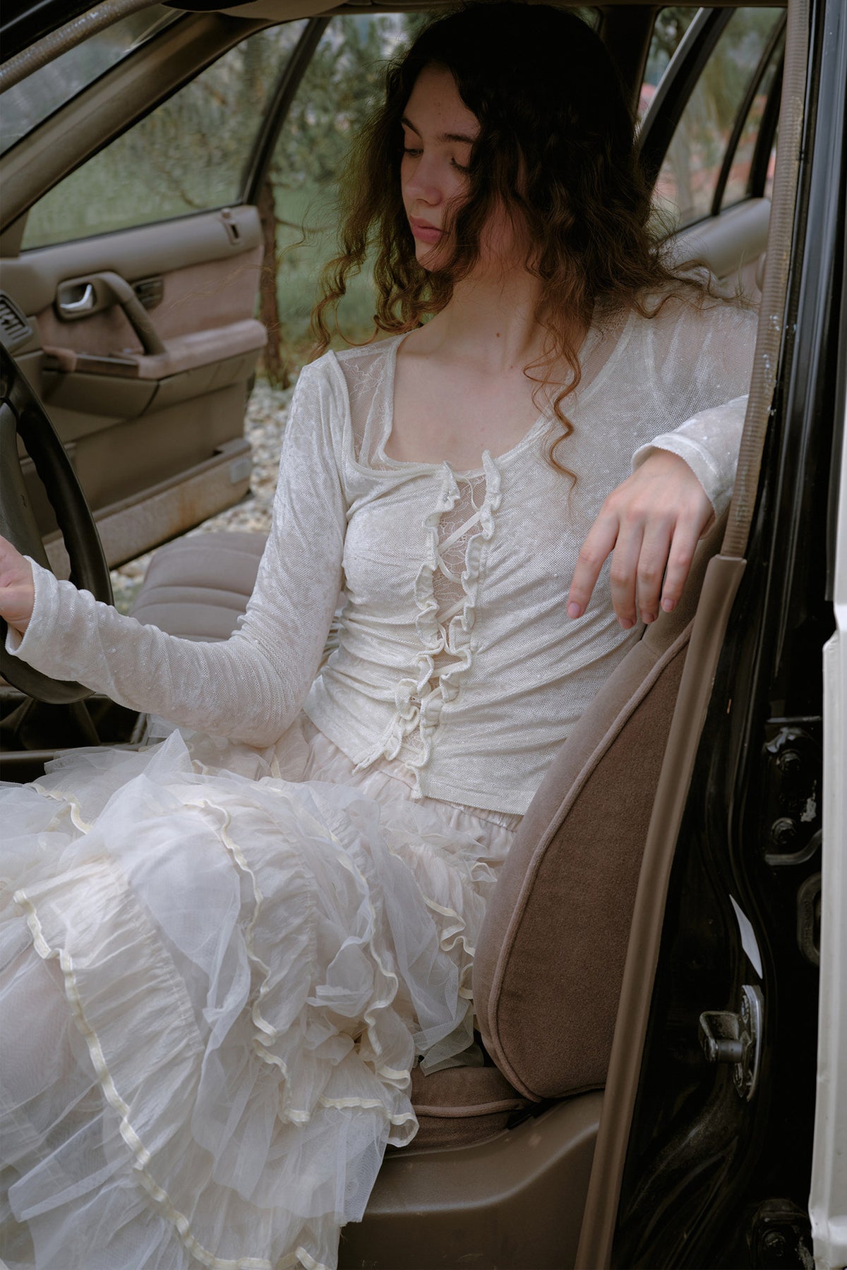 Beaded Lace Cut-Out Top