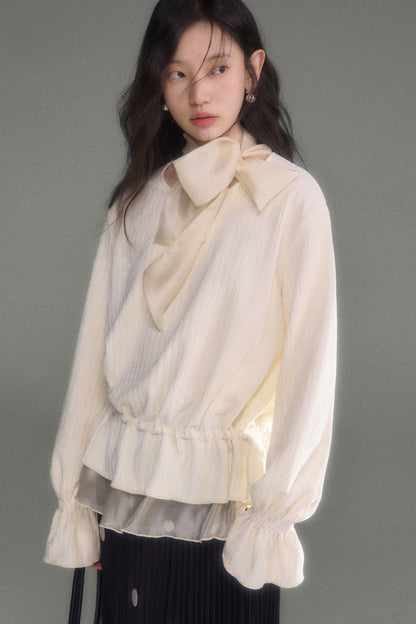 Moonlight Waterfall Long-Sleeve Ribbon Top and Skirt Set-Up
