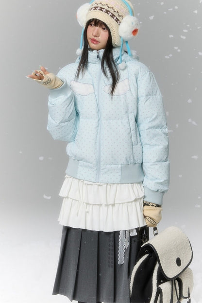 Hooded Polka Dot Down Jacket