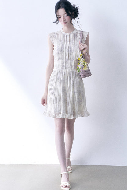 Floral Chiffon Pleated Dress