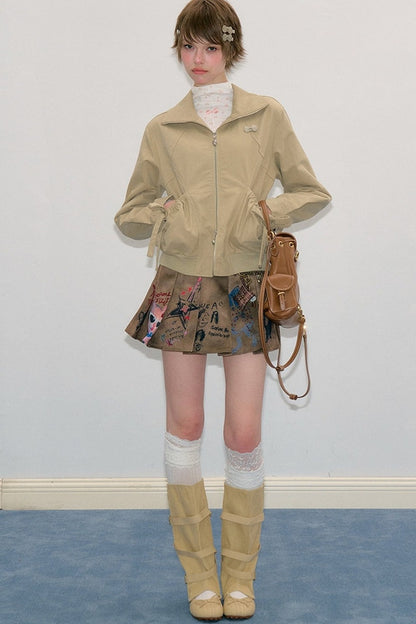 Khaki Lapel Work Jacket