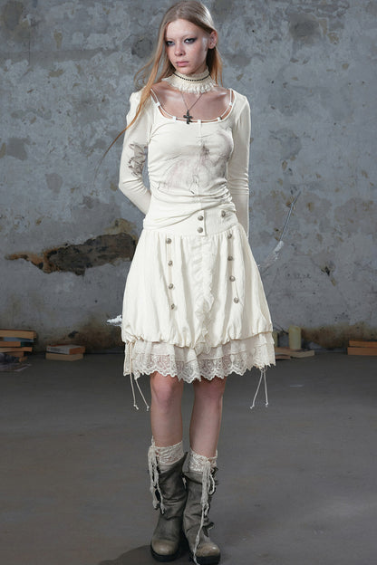 Chiffon Lace Floral Skirt