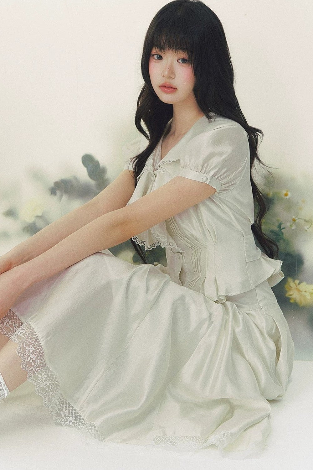 White Tulip Shirt Skirt Set-Up