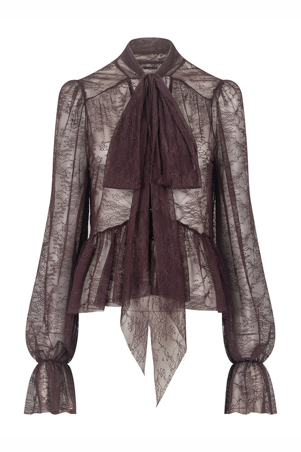 Tie-Neck Lace Blouse