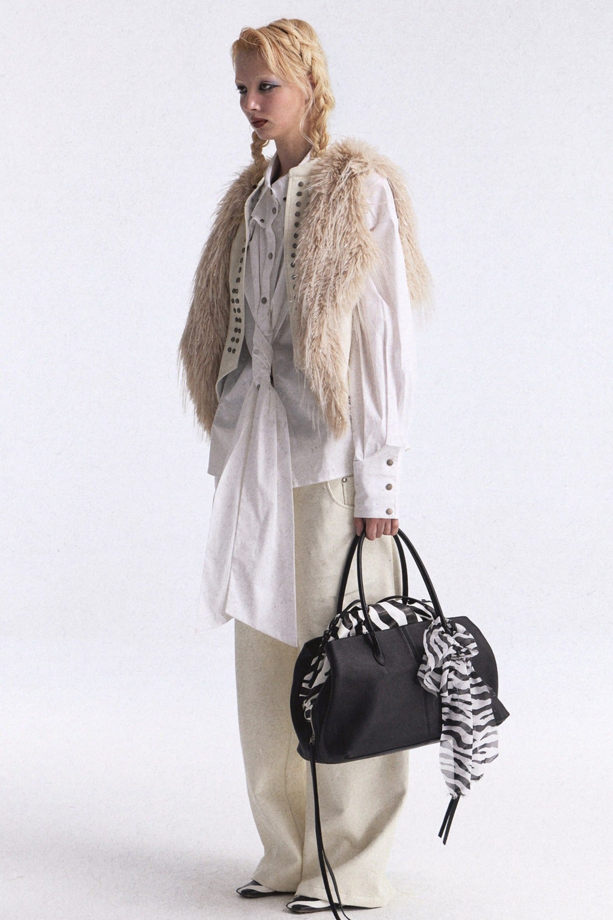 Studded Gradient Fur Vest