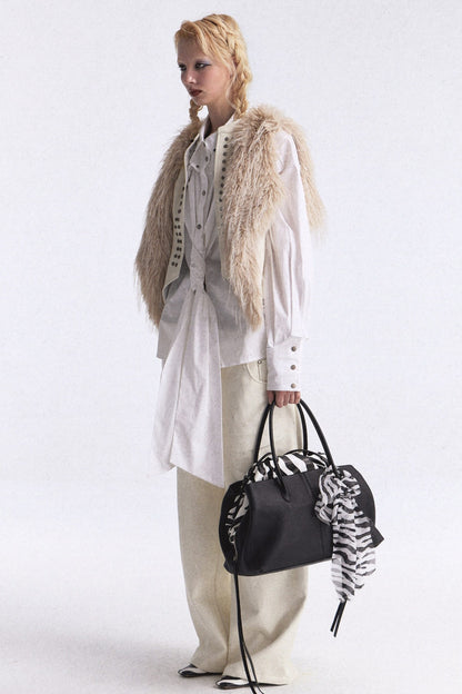 Studded Gradient Fur Vest