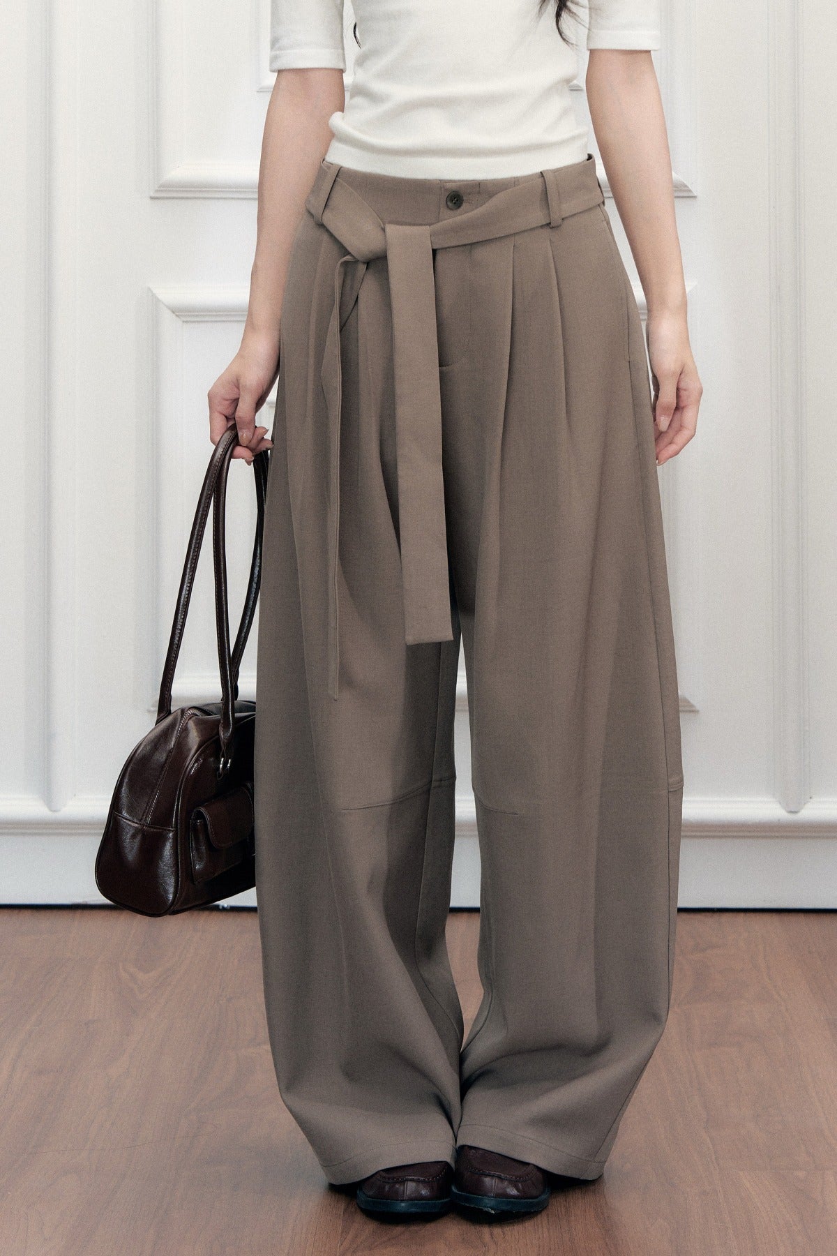 Tie-Belt Wide-Leg Pants
