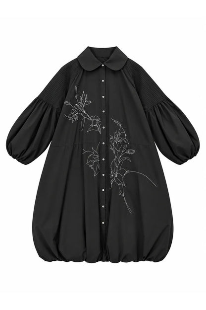 Night-Blooming Lily Embroidered Dress