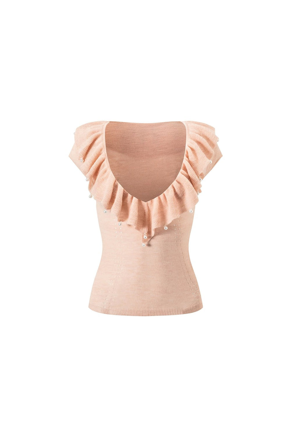 Retro Ruffle V-Neck Linen Knit Top set-Up