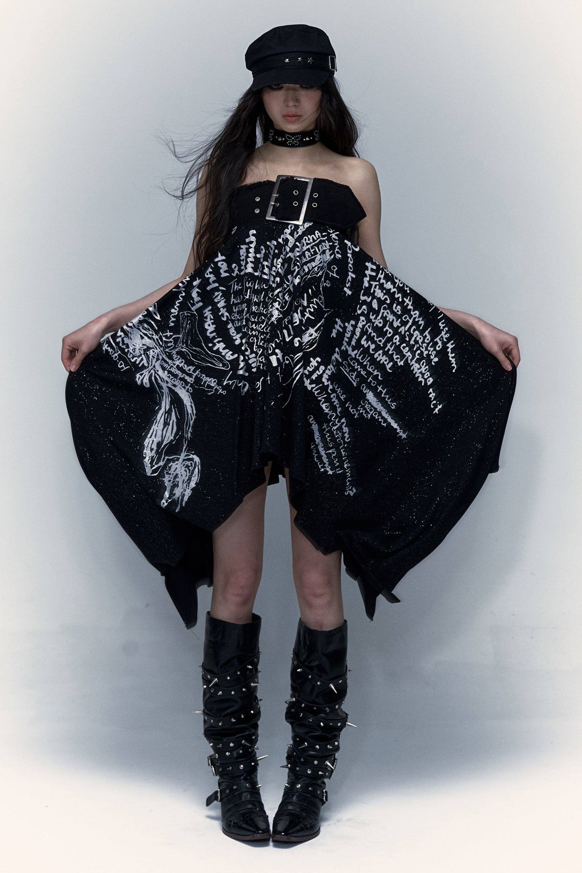 Handwritten Print Two-Way Skirt