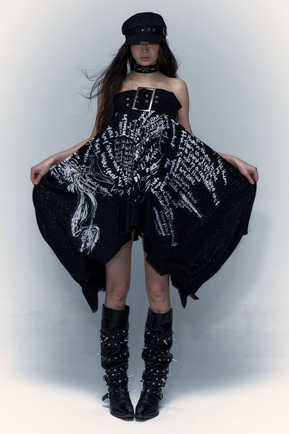 Handwritten Print Two-Way Skirt