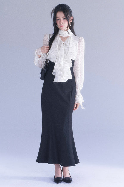 Polka High-Waisted Fishtail Dress