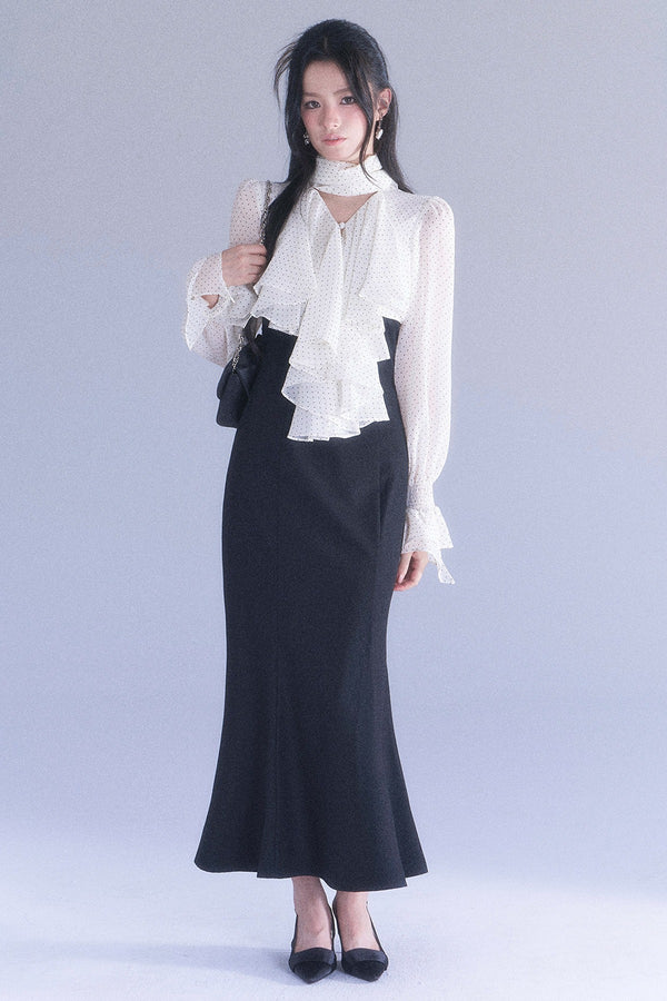 Polka High-Waisted Fishtail Dress