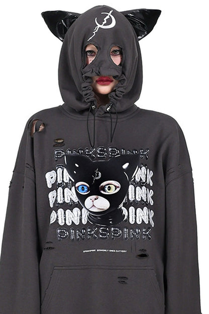 Cat Ear Ripped Hooded Hoodie