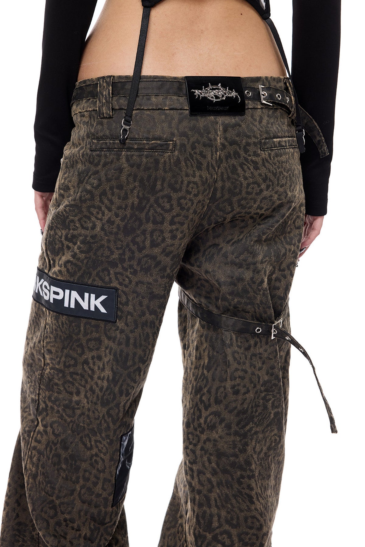Leopard Print Rock Patch Pants