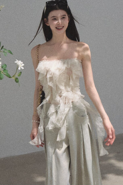 Ruffle Lace Tube Top