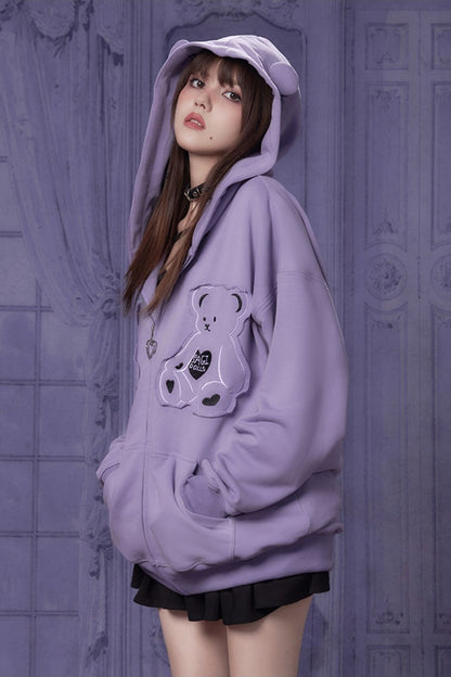 Purple Bear Hooded Sweatshirt