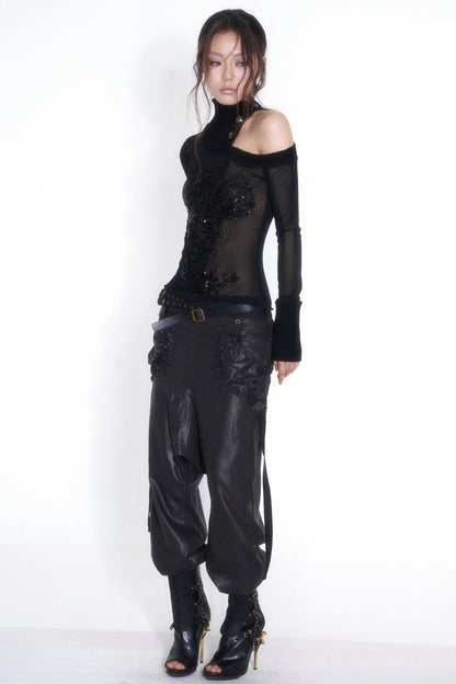Tencel Double Belt Workwear Pocket Cuffed Pants