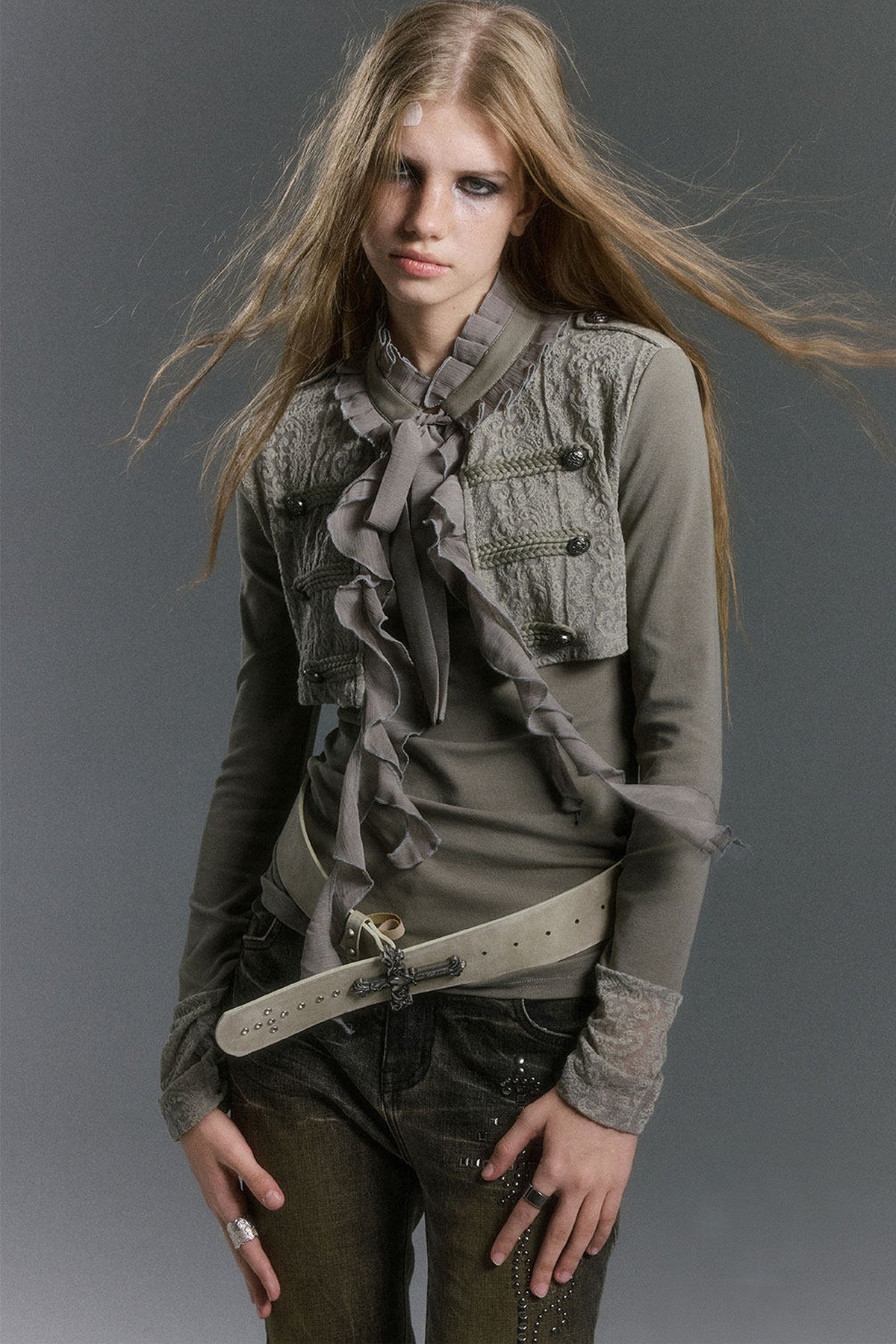 Napoleon Chiffon Patchwork Layered-Look Blouse