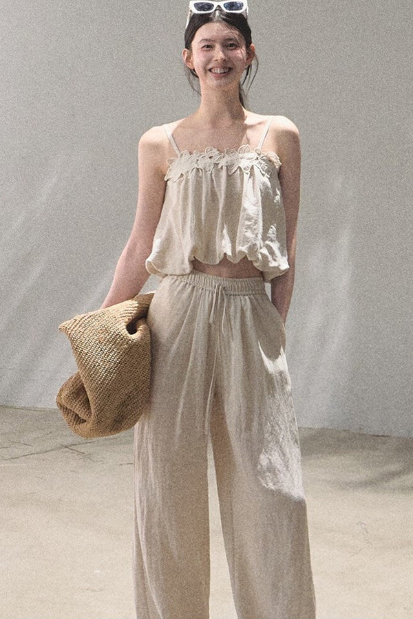 Wandering Sunshine Linen Camisole Set