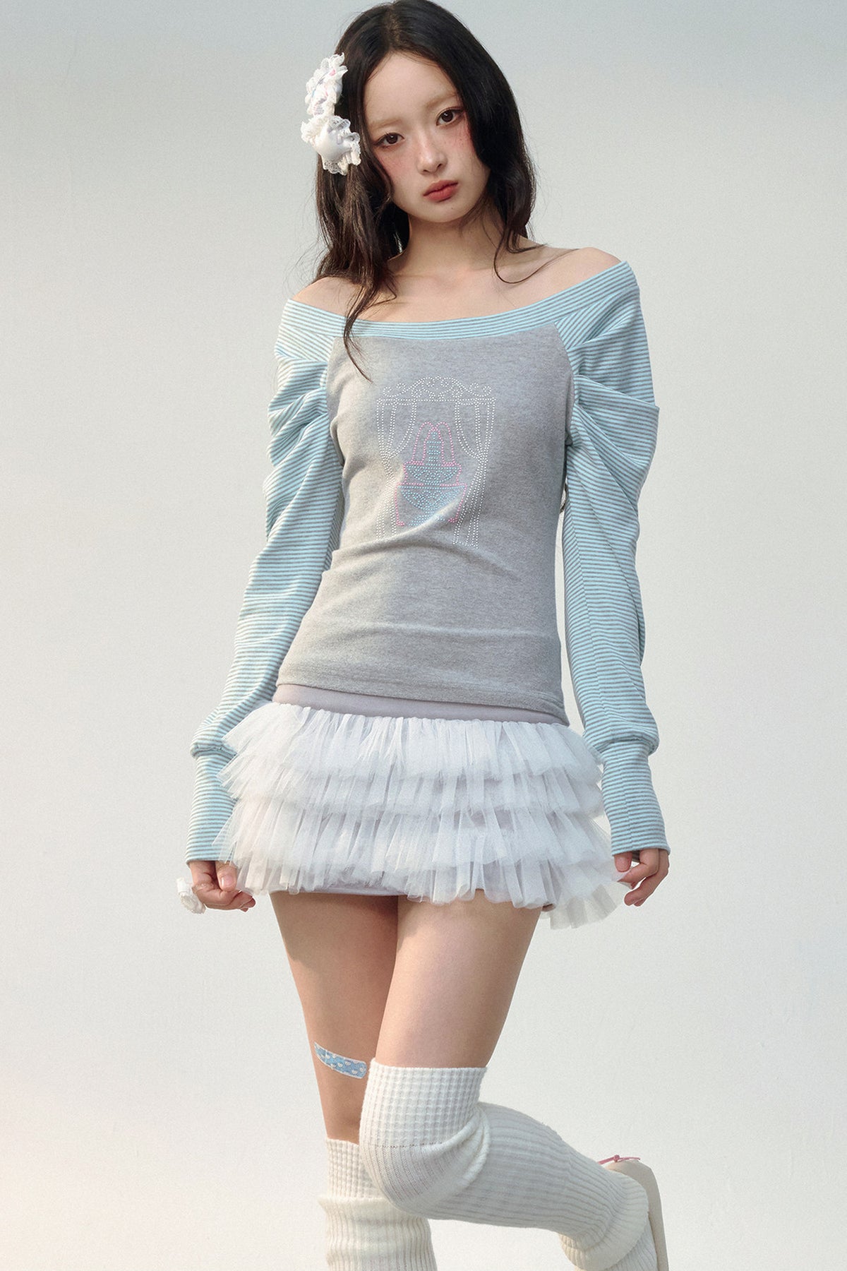 Irregular Layered Color-Blocked Mesh Skirt
