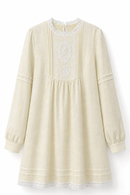 Tencel Linen Lace Applique Doll Dress