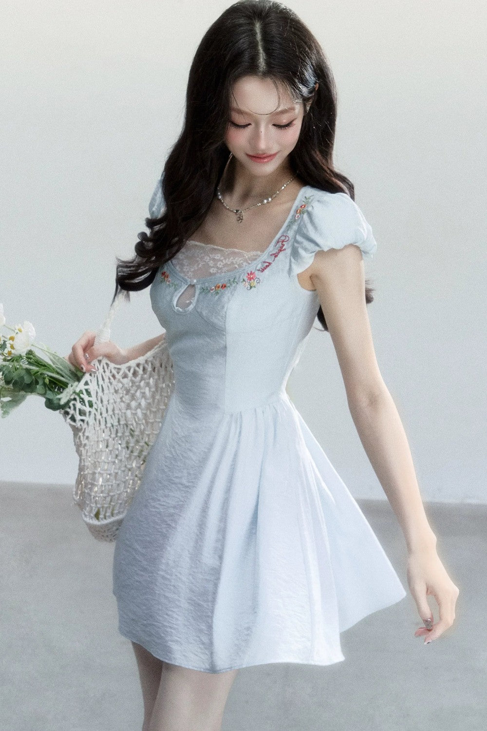 Summer Lace Embroidered Short Dress