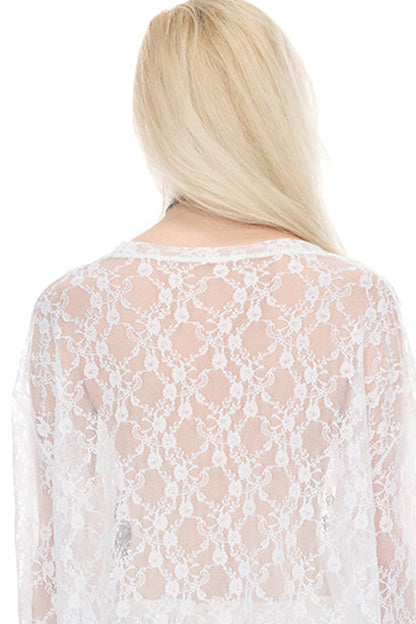 Loose Ripped Lace Cat Print Tee
